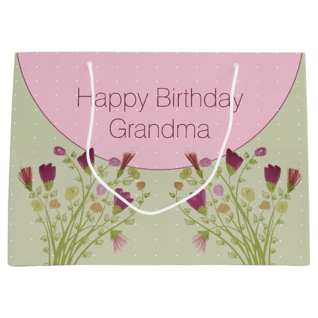 Rosa florale Akzentuierung Große Geschenktüte (Vorderseite)