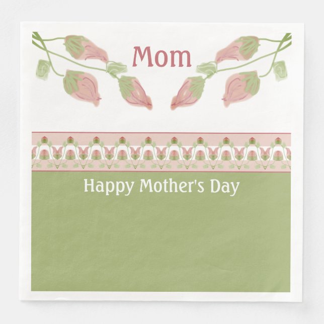 Rosa florale Akzentuierung Serviette (Vorderseite)