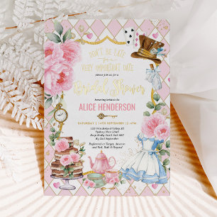 Rosa florale Alice-im-Wunderland-Braut-Table-Tee Folieneinladung