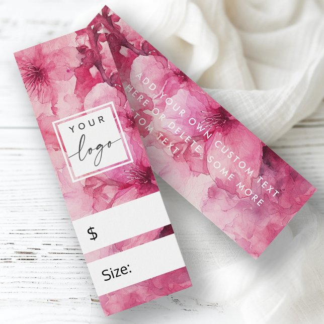 Rosa florale Aquarellfarbe Blume DIY Preis hängen (Pink floral watercolor flower DIY price hang tag)