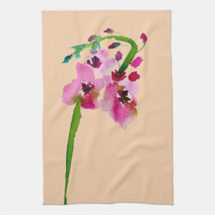 Rosa florale Aquarellfarbe Blume Geschirrtuch