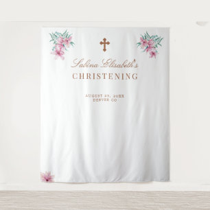 Rosa florale Aquarellfärbung Christening Foto prop Wandteppich