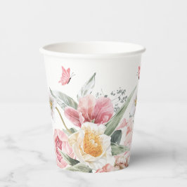 Rosa florale Arrangements pastellfarbene Aquarellb Pappbecher