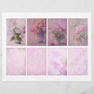 Rosa florale ATCs für Scrapbooks & Junk Journals
