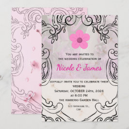 Rosa florale aufwendige elegante Hochzeitseinladun Einladung