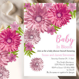Rosa florale Baby In Bloom Brunch Shower Einladung