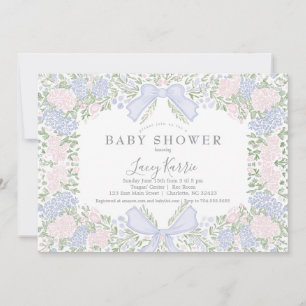 Rosa florale Babyparty-Einladung, Einladung