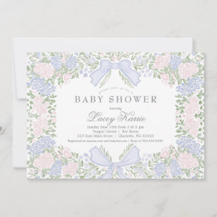 Rosa florale Babyparty-Einladung, Einladung