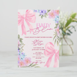 Rosa florale Babyparty-Einladungen. Einladung