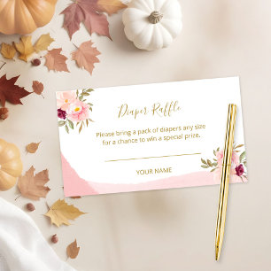Rosa Florale Babyparty-Windel-Raffle-Karten Begleitkarte