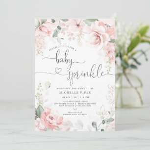 Rosa florale Babysprinkle, Wasserfarbe Pfingstrose Einladung