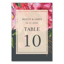 Rosa florale Boho Chic Botanische Elfenbeinhochzei Tischnummer