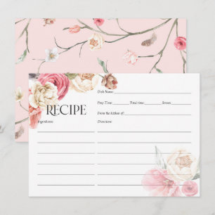 rosa florale boho-chic-Brautparty-Rezeptkarten