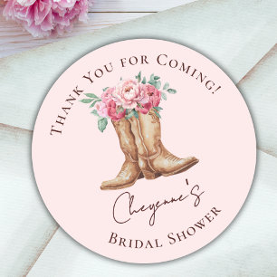 Rosa Florale Boho-Cowgirl-Hochzeitsdusche Danke sc Runder Aufkleber