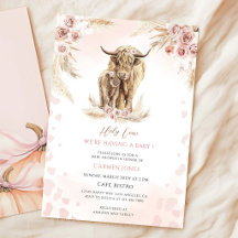 Rosa Florale Boho Highland-Kuh-Baby-Party