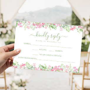 Rosa Florale Boho-Sommerhochzeit-RSVP-Karten RSVP Karte