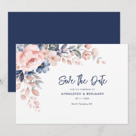Rosa florale Botanische Hochzeitsskritik Save The Date