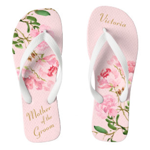 Rosa florale botanische Mutter der Groomehe Flip Flops