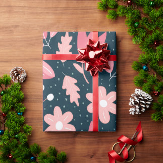 Rosa florale botanisches Geschenkpapier