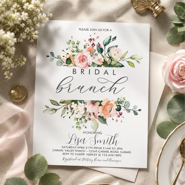 Rosa Florale Brautparty Einladung (Von Creator hochgeladen)