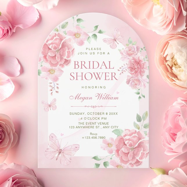 Rosa florale Brautparty Einladung (Von Creator hochgeladen)