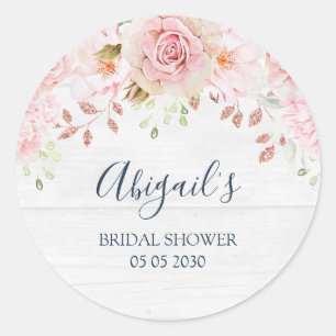Rosa florale Brautparty-Frühlingshochzeitsgeschenk Runder Aufkleber