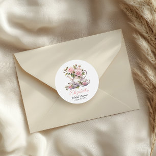Rosa Florale Brautparty-Geschenkaufkleber Runder Aufkleber