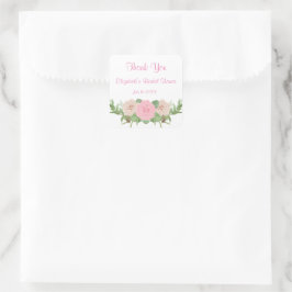 Rosa florale Brautparty Square Sticker