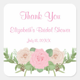Rosa florale Brautparty Square Sticker