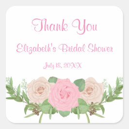 Rosa florale Brautparty Square Sticker