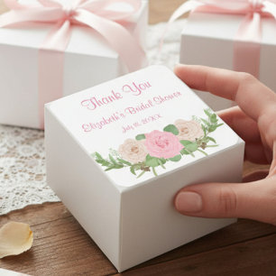 Rosa florale Brautparty Square Sticker