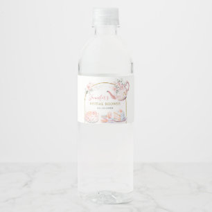 Rosa florale Brautparty-Teeparty Wasserflaschenetikett