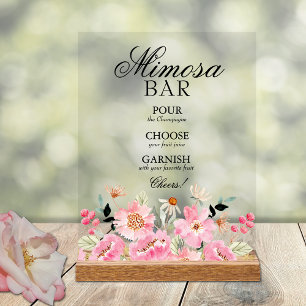 Rosa florale Bridal Shower Mimosa Bar Acrylschild