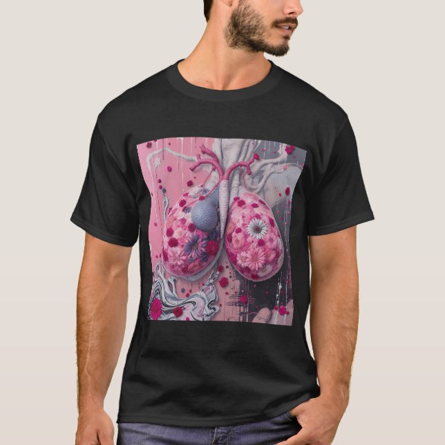 Rosa florale Brust Anatomie T-Shirt (Vorderseite)