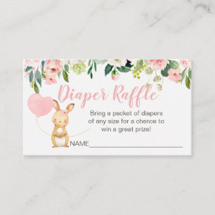 Rosa florale Bunny Diaper Raffekarte Beilage Begleitkarte