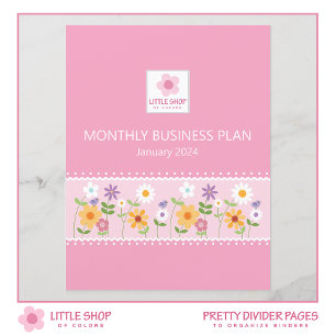 Rosa florale Business Binder Monatsseite