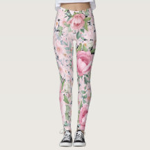 Rosa florale Capri Länge Butterblut Leggings