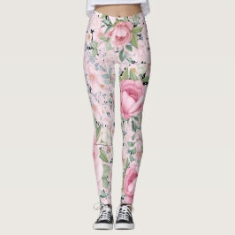 Rosa florale Capri Länge Butterblut Leggings