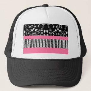 rosa florale Chevron Truckerkappe