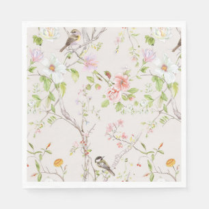 Rosa florale Chinoiserie Serviette