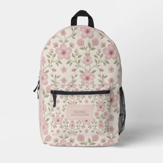 Rosa florale cremige nahtlose Muster mit sanftem G Bedruckter Rucksack