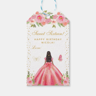 Rosa Florale Dunkle Haut Prinzessin Sweet Sixteen Geschenkanhänger