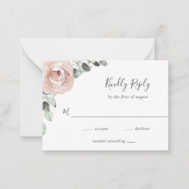 Rosa florale Dusty Rose Wedding Mini RSVP Card Mitteilungskarte