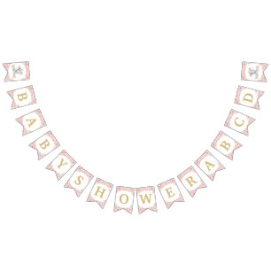 Rosa Florale Elefant Baby Shower Geburtstag Wimpelkette