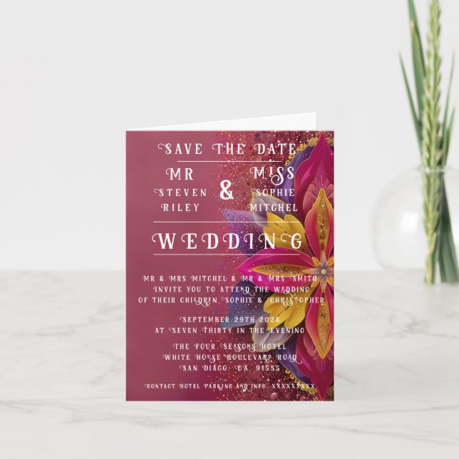 Rosa florale Elegance Hochzeitskollektion Einladung (Vorderseite)