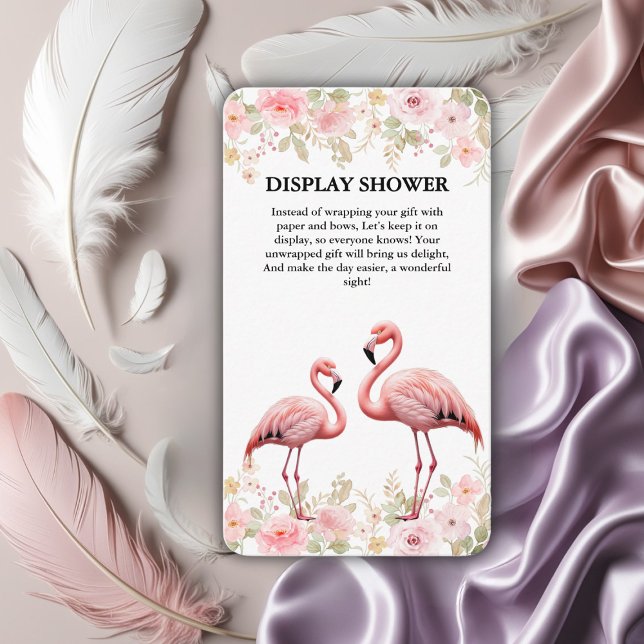 Rosa florale Elegant Flamingo Baby Dusche Begleitkarte (Von Creator hochgeladen)