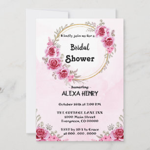 Rosa florale elegante Boho-Grüntöne Wasserfarben,  Einladung