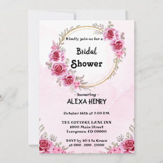Rosa florale elegante Boho-Grüntöne Wasserfarben, Einladung