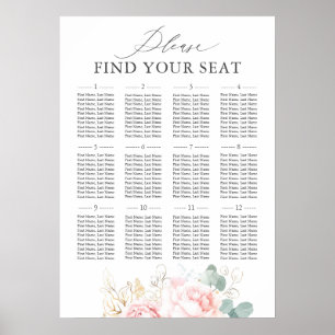 Rosa, florale Elegante Hochzeitsstiftung Poster