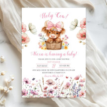 Rosa florale Färse-Baby-Shower-Einladung
